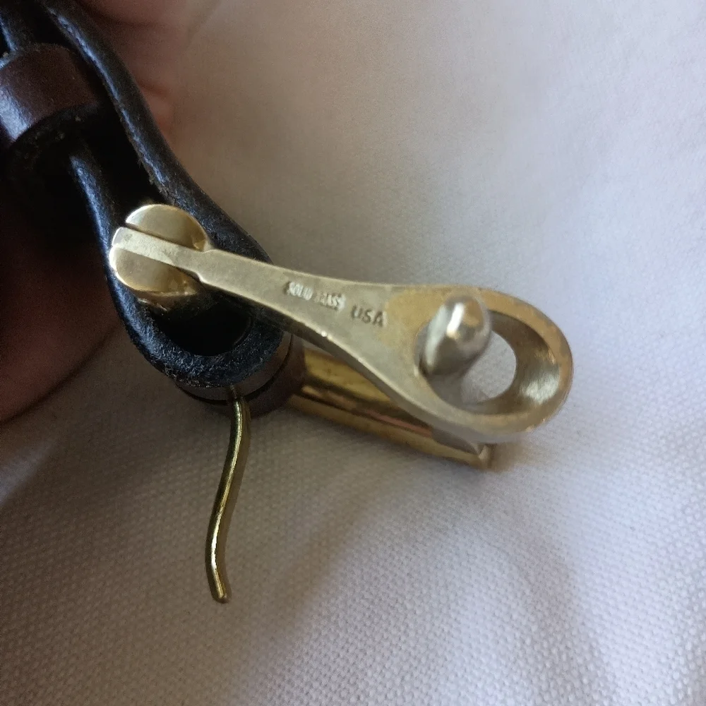 Vintage Wiley Belts Men's Brass Buckle Brown Leather Belt Made In USA_40